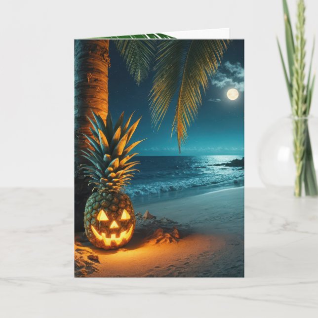 Halloween Pineapple On A Beach Card (Front)