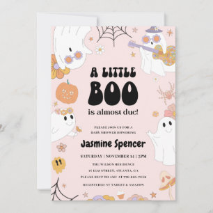 Halloween Pink A Little Boo Is Due Baby Shower Invitation