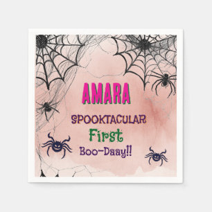 Halloween Pink and spiders Birthday Halloween Napkin