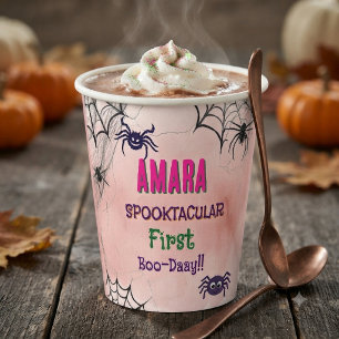 Halloween Pink and spiders Birthday Halloween Paper Cups