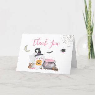 Halloween Pink Baby is Brewing Baby Shower Thank You Card