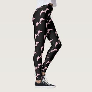 Halloween Pink Bats Pattern Leggings