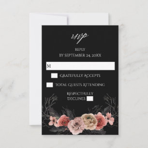 Halloween Pink & Black Floral - B no Meal RSVP VER Card