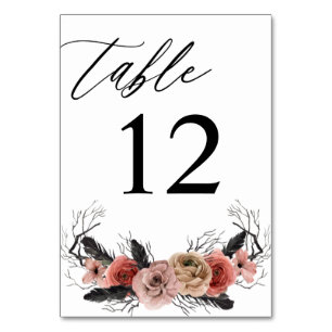 Halloween Pink & Black Floral Table Number