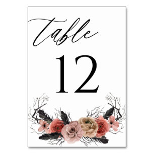 Halloween Pink & Black Floral Table Number V2