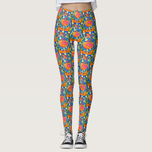 HALLOWEEN PINK FLAMINGO & BLACK CAT IN PUMPKIN LEGGINGS
