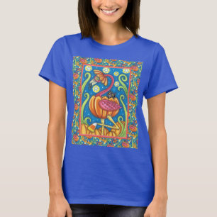 HALLOWEEN PINK FLAMINGO & BLACK CAT IN PUMPKIN T-Shirt