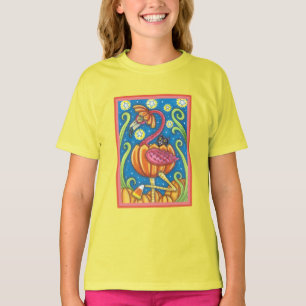 HALLOWEEN PINK FLAMINGO & BLACK CAT IN PUMPKIN T-Shirt