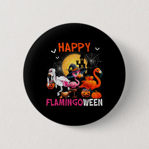 Halloween Pink Flamingo Costume Skeleton Witch 6 Cm Round Badge