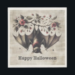 Halloween Pink Flowers Evil Bat Green Leaves Napkin<br><div class="desc">Halloween Pink Flowers Evil Bat Green Leaves Napkins. Easy to be customised to your preference. Great for parties and celebrations. Matching items available. Happy Halloween.</div>