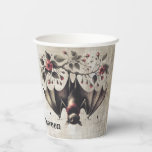 Halloween Pink Flowers Evil Bat Green Leaves Paper Cups<br><div class="desc">Halloween Pink Flowers Evil Bat Green Leaves Paper Cups. Unique,  beautiful,  stylish design. Easy to be personalised. Font style,  size and colours can be changed. Matching items available.</div>