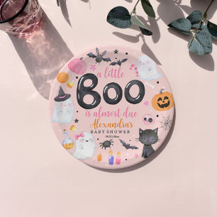 Halloween Pink Ghost Baby Shower Paper Plate