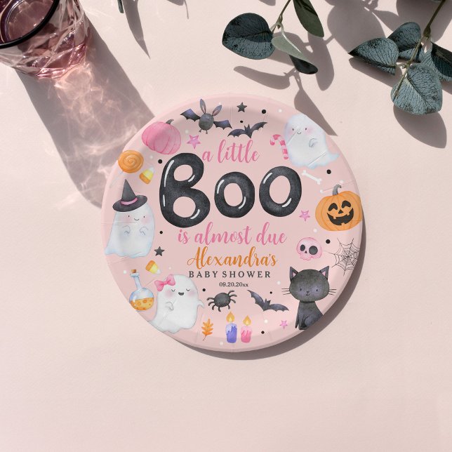 Halloween Pink Ghost Baby Shower Paper Plate (Creator Uploaded)
