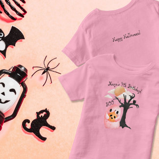 Halloween Pink Ghost Spooky 4th Birthday Toddler T-Shirt