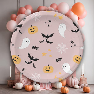 Halloween Pink Paper Plate