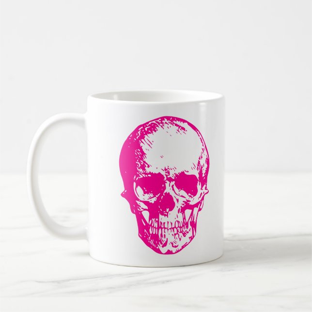 halloween pink skull goth coffee mug (Left)