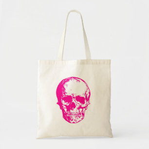 halloween pink skull goth tote bag
