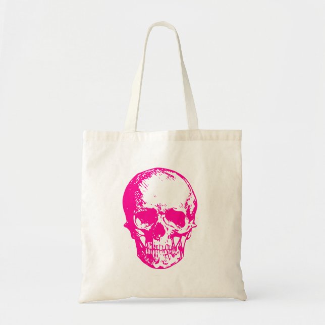 halloween pink skull goth tote bag (Front)