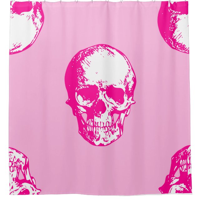 halloween pink skull gothic shower curtain (Front)