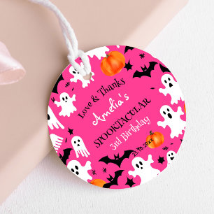 Halloween pink spooky spooktacular birthday party favour tags