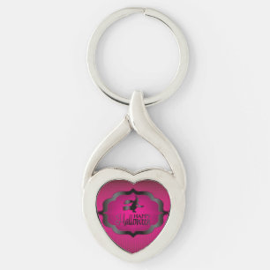 Halloween pink witch key ring