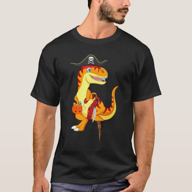 Halloween Pirate Dinosaur  for Kids Boys Girls T-Shirt (Front)