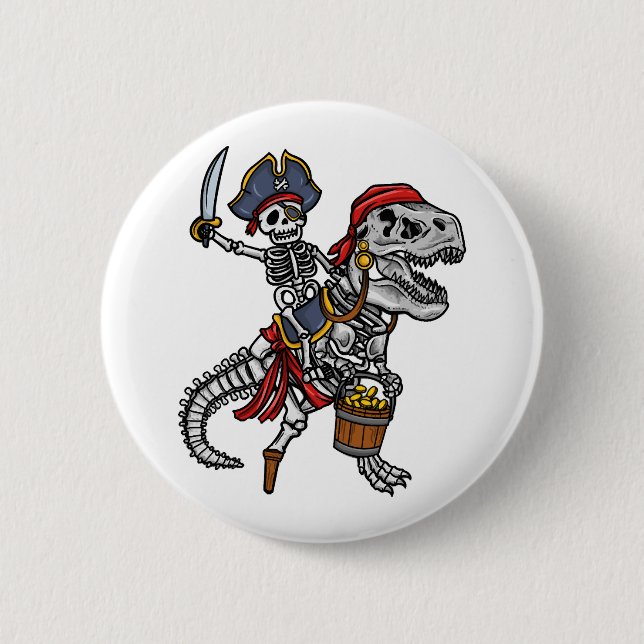 Halloween Pirate Dinosaur Skeleton 6 Cm Round Badge (Front)