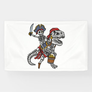 Halloween Pirate Dinosaur Skeleton Banner