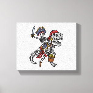 Halloween Pirate Dinosaur Skeleton Canvas Print