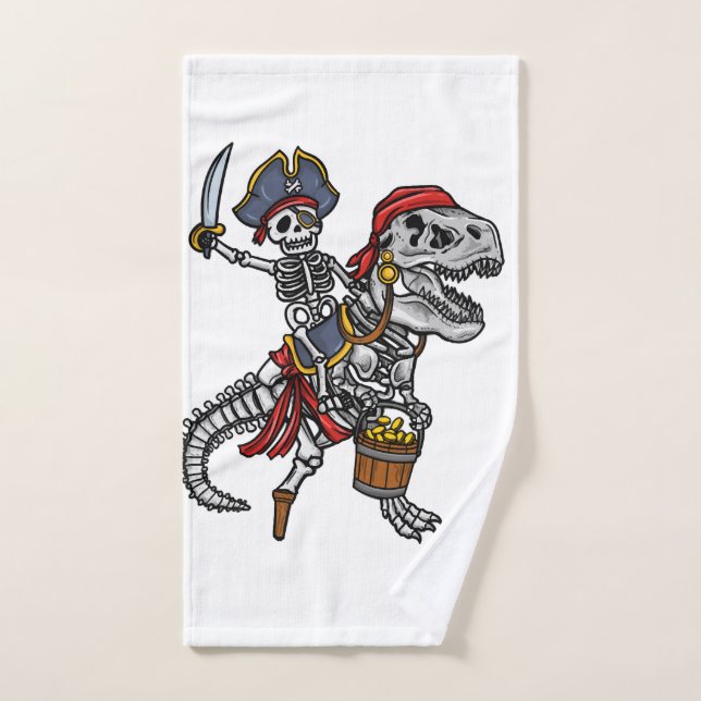 Halloween Pirate Dinosaur Skeleton Hand Towel (Hand Towel)