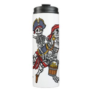 Halloween Pirate Dinosaur Skeleton Thermal Tumbler