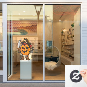 Halloween pirate Jack-o-Lantern Window Cling