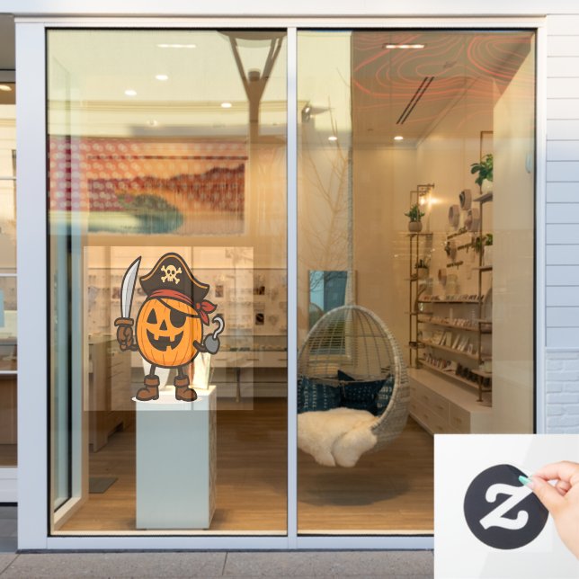 Halloween pirate Jack-o-Lantern Window Cling (Store Window)