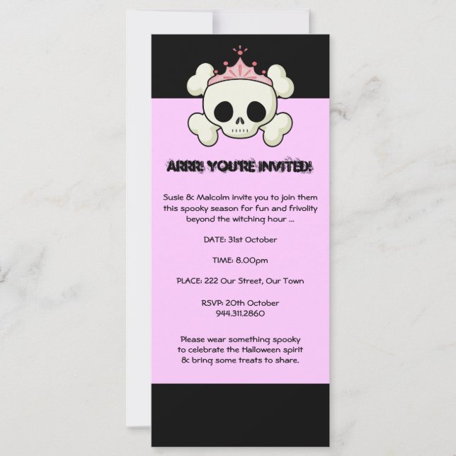 Halloween Pirate Princess Invitation (Front)
