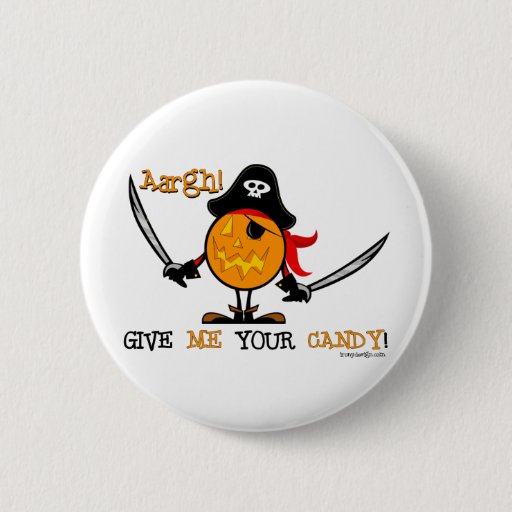Image of Halloween Pirate Pumpkin 6 Cm Round Badge