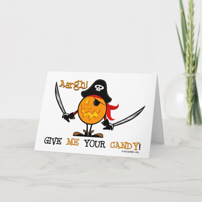 Halloween Pirate Pumpkin Card (Front)