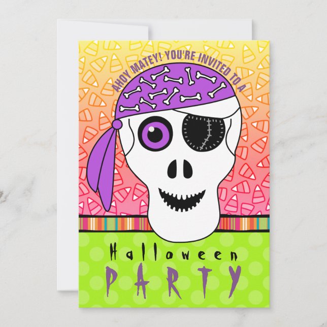 Halloween Pirate Skull Party Invitation (Front)