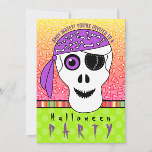 Halloween Pirate Skull Party Invitation
