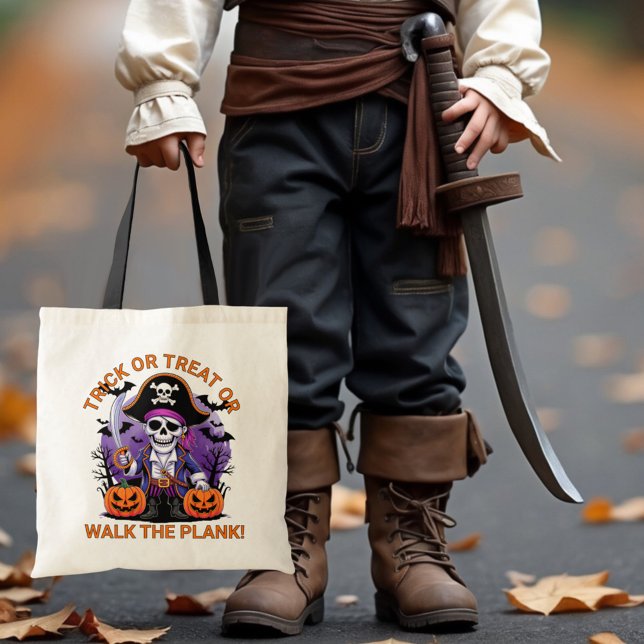 Halloween Pirate Trick or Treat or Walk the Plank Tote Bag (Creator Uploaded)
