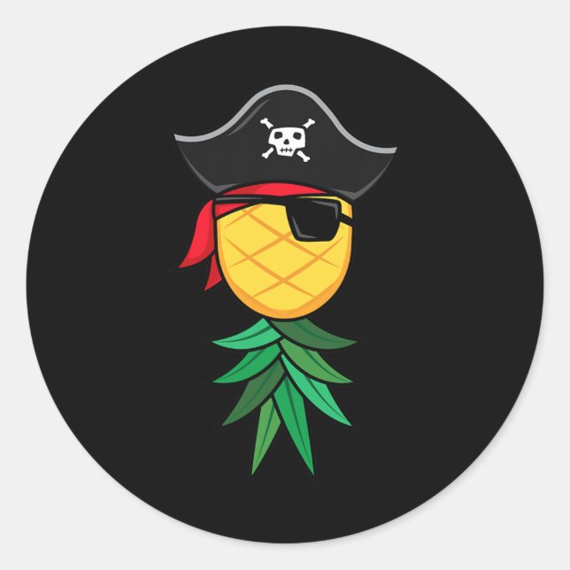 Halloween Pirate Upside Down Pineapple Swingers Li Classic Round Sticker (Front)