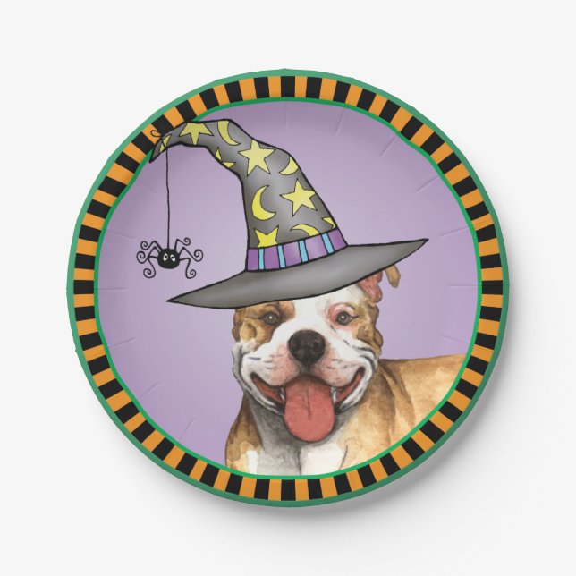 Halloween Pit Bull Paper Plate (Front)