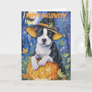 Halloween Pitbull Dog Holiday Card
