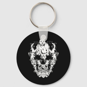 Halloween Pitbull Skull Skeleton Pitbull Dog Key Ring
