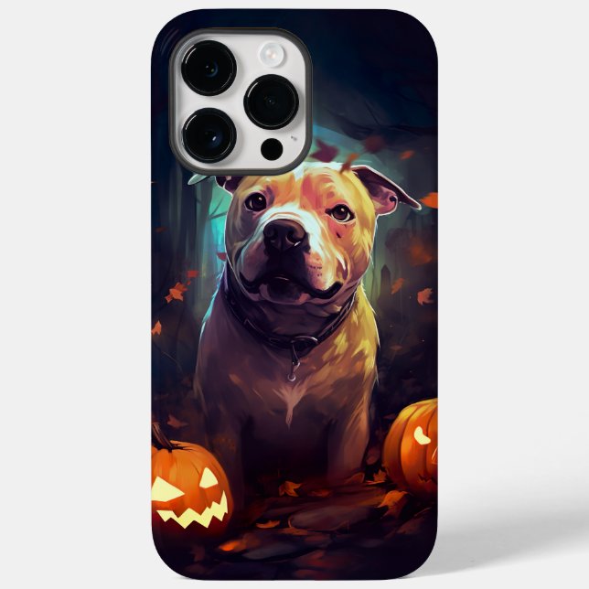 Halloween Pitbull With Pumpkins Scary  Case-Mate iPhone Case (Back)