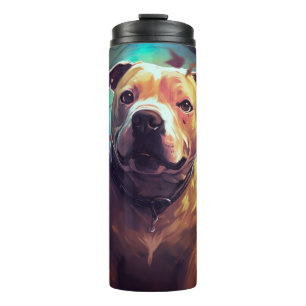 Halloween Pitbull With Pumpkins Scary  Thermal Tumbler
