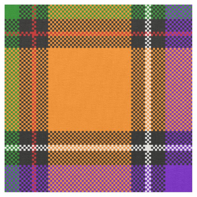 Hallowe'en Plaid Fabric (Close Up)