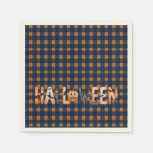 Halloween Plaid Pumpkin Napkin