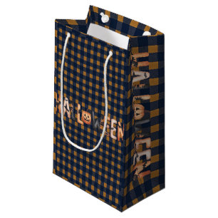 Halloween Plaid Pumpkin Small Gift Bag