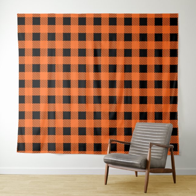 Halloween Plaid Tapestry (In Situ (Horizontal))