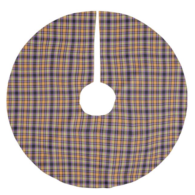 Halloween Plaid Tartan Brushed Polyester Tree Skirt (Front)